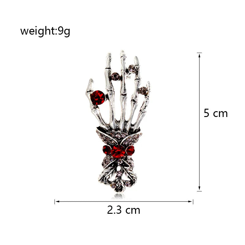Fashion Halloween Gothic Horrific Skeleton Hand Brooches for Girls Carnival Pins Jewelry for Women Ladies Accessories Wholesale