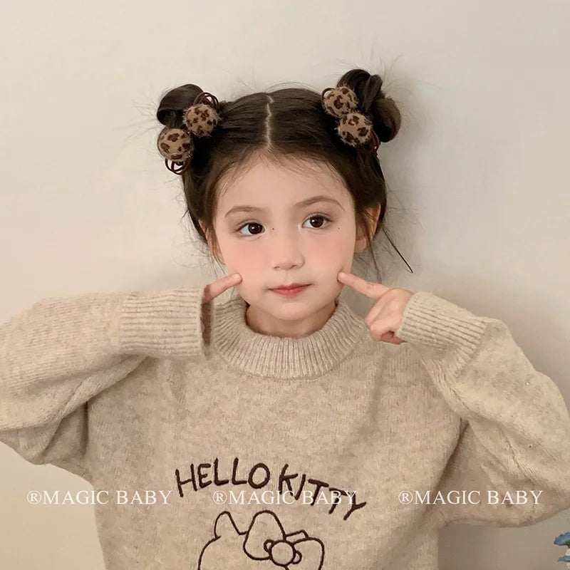 Fashion Trendy Bowknot Leopard Print Scrunchies for Baby Girls Cute Hair Ties for Kids Child Hair Accessories Chinese Supplier