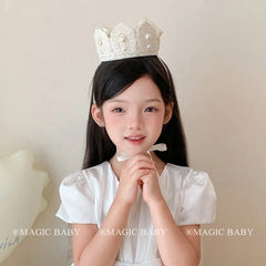 Simple Solid Color White Birthday Head Band for Baby Girls Ribbon Glitter Cute Sweet Hair Band for Kids Child Hair Accessories