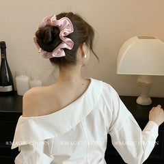 Fahion Pink Satin Fabric Scrunchies High Elastic Raw Material Hair Ties for Women Sweet Lustrous in Stock Hair Accessories