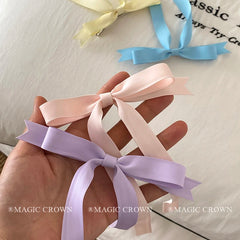 Brand New Girls Women Classic Kawaii Hair Accessories Candy Solid Color Sweet Cute Bowknot Hair Snap Clips Made Fabric Trendy