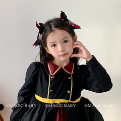 Red Bow Gothic Halloween Hair Clip for Kids Heart Cross Chain Spooky Cute Children Hair Accessories Chic Costume Party Hairpins