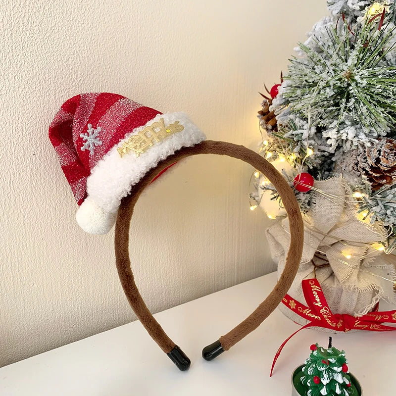 2025 Christmas Santa Claws Hat Hair Band for Baby Girls Cute Kawaii Head Band for Kids Child Hair Accessories Chinese Supplier