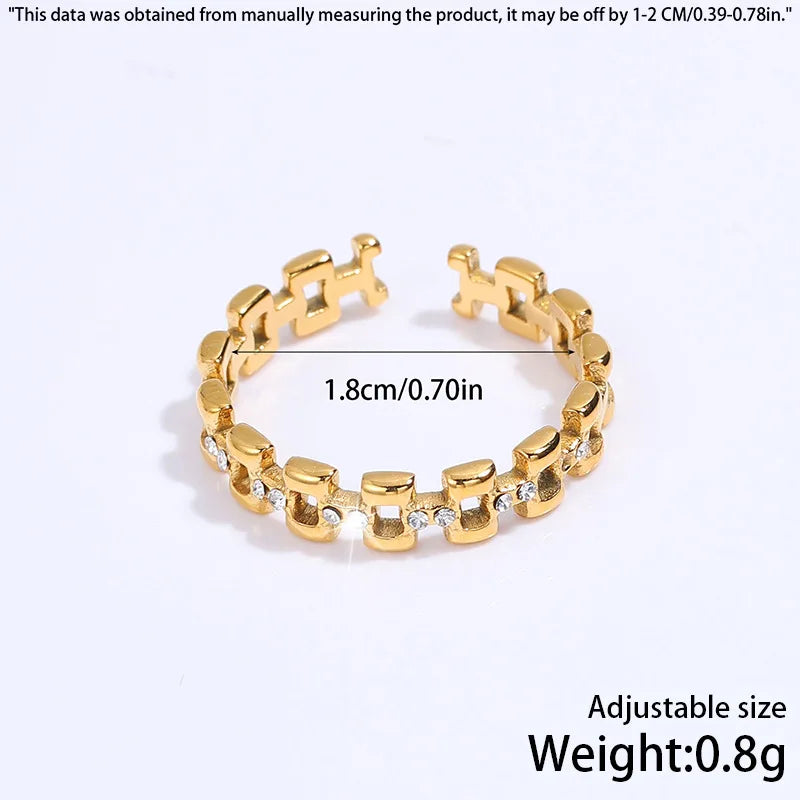 Fashionable Rings Women Simple Wheat Ear Style Gemstone Rings Versatile High-end Stainless Steel Jewelry Accessories Wholesale