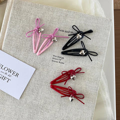 Chic Solid Color Sweet Bowknot Heart Shaped Hair Clips for Girls Fashion Graceful Haarspange for Women Ladies Hair Accessories