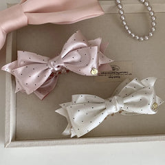 Fashion Sweet Polka Dot Bowknot Hair Clips for Girls Elegant Banana Clips for Women Ladies Hair Accessories in Stock Chic