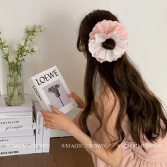 2025 Summer Hot Sale Color-blocked Flower Hair Tie for Girls Stylish Fabric Durable Scrunchies for Women Ladies Hair Accessories