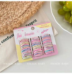Simple Solid Color Minimalistic Fashion Scrunchies High Elastic Hair Ties for Kids Children Hair Accessories in Stock Kawaii