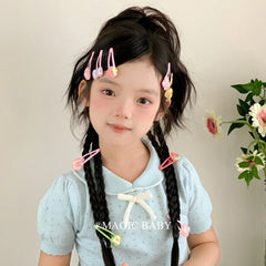 Candy Color Plaid Hair Clips for Kids Sweet Animal Snap Hair Accessories Kawaii Flower Bowknot for Baby Girls for Parties
