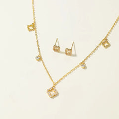 Fashion Luxury Refined Charms Necklaces for Girls Sweet Elegant Stud Earrings Jewelry Sets for Women Ladies Accessories Chic