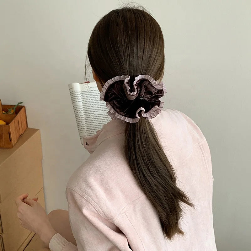 Female 2025 Hot Sale Autumn Winter Thick Thin Hair Scrunchies Fashion Elegant in Stock Ponytail Holder Hair Ties Accessories
