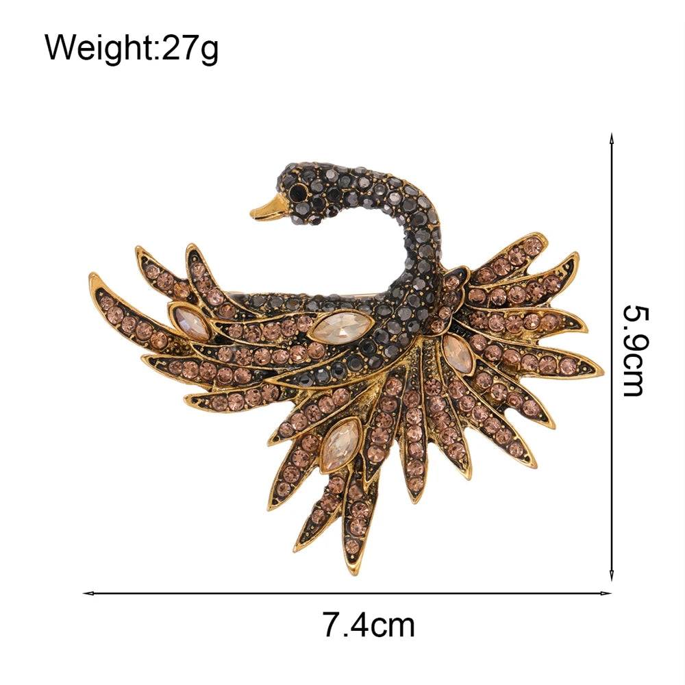 Fashion Glitter Swan Elegant French Style Brooches for Girls Sparking Charms Pins Jewelry for Women Ladies Accessories Sweet