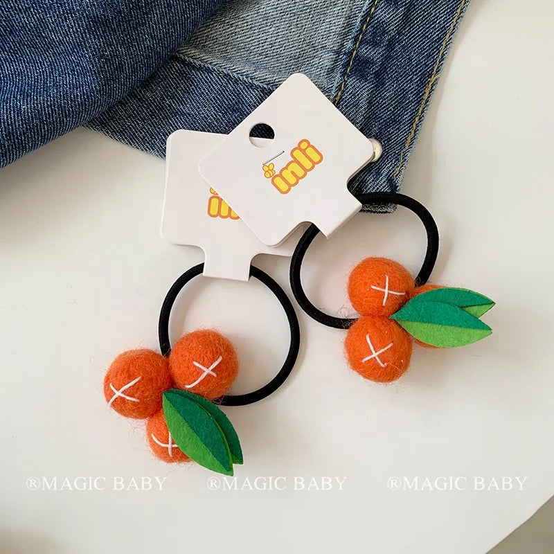 Cute Fashion Fruit Elastic Scrunchies for Baby Girls Kawaii Hair Ties for Kids Children Hair Accessories Simple in Stock