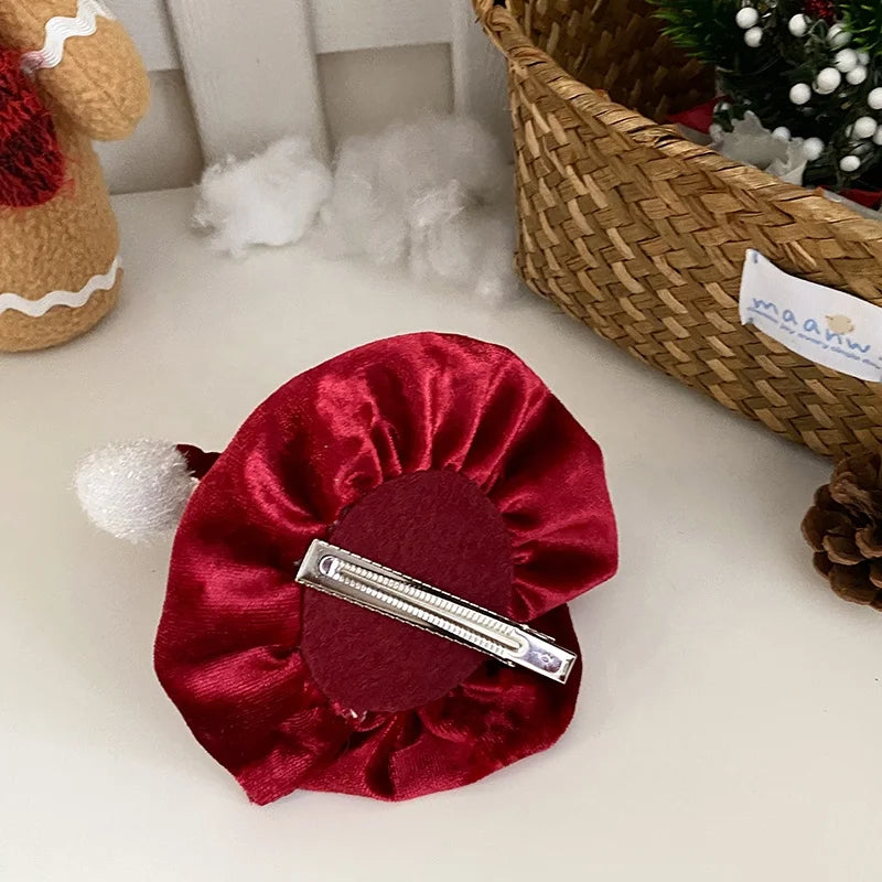 2025 Christmas Classic Solid Color Star Hair Clips for Baby Girls Hat Velvet Sweet Alligators for Kids Child Hair Accessories