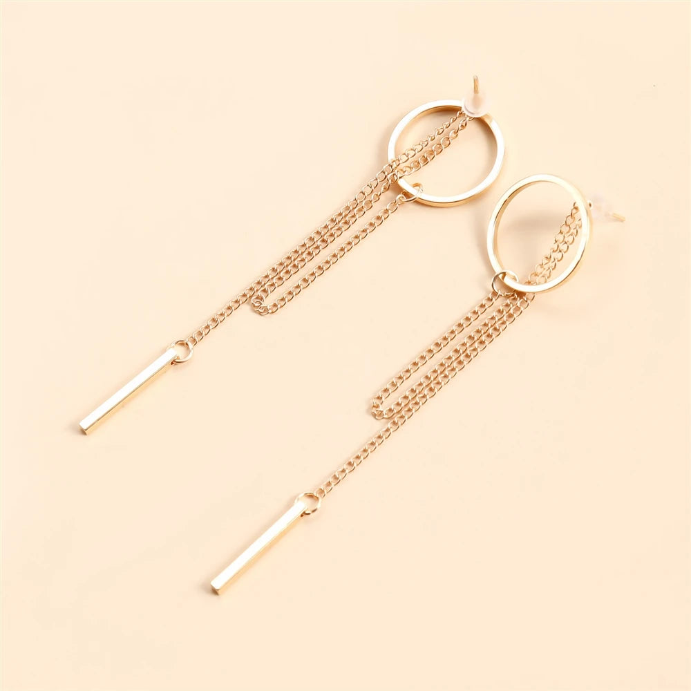 Fashion Simple Tassel Minimalistic Drop Earrings for Girls Hoop Art Deco Jewelry for Women Ladies Accessories Chinese Supplier