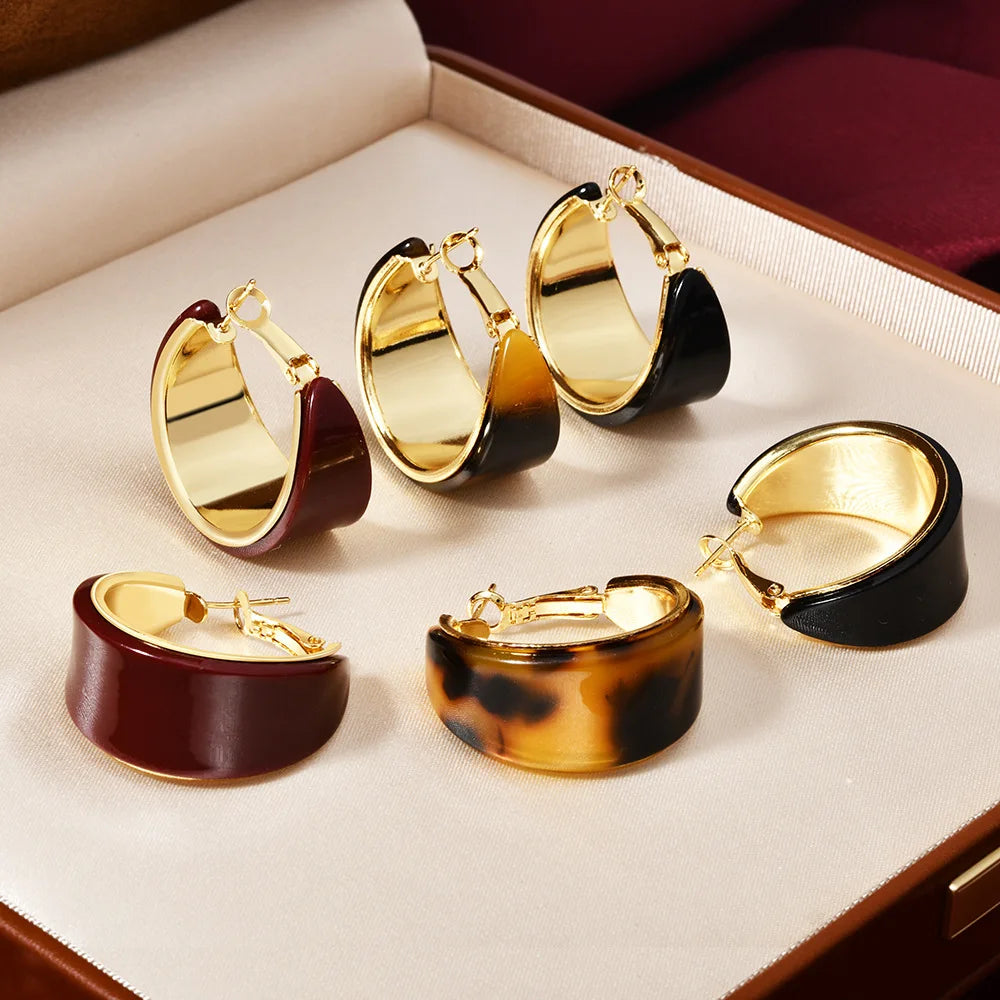 European and American Hoop Earrings C-shaped Fashion Elegant Earrings Leopard Print Luxury High-end Women's Earrings Wholesale