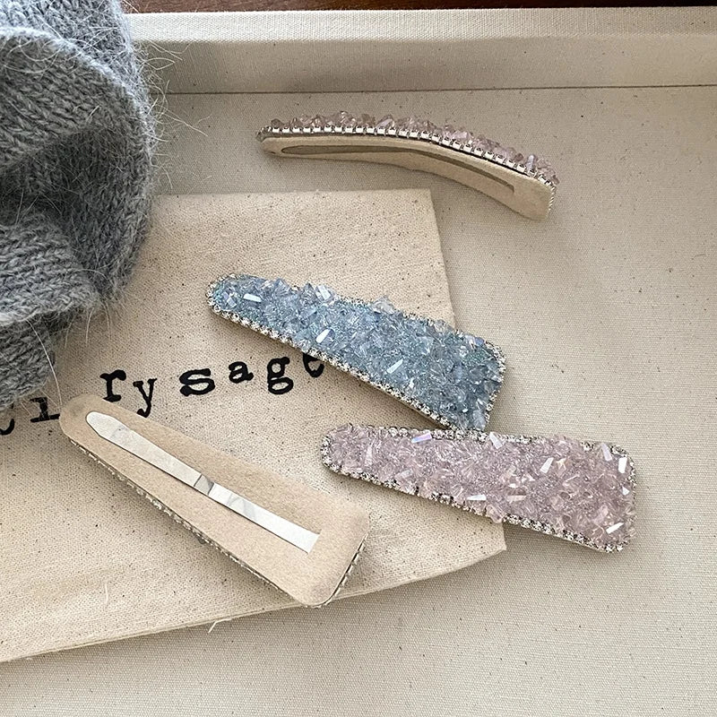 Women Fashion Solid Color Glitter Luxurious Hair Clips for Girls Elegant Sweet Snap Clips for Ladies Hair Accessories in Stock