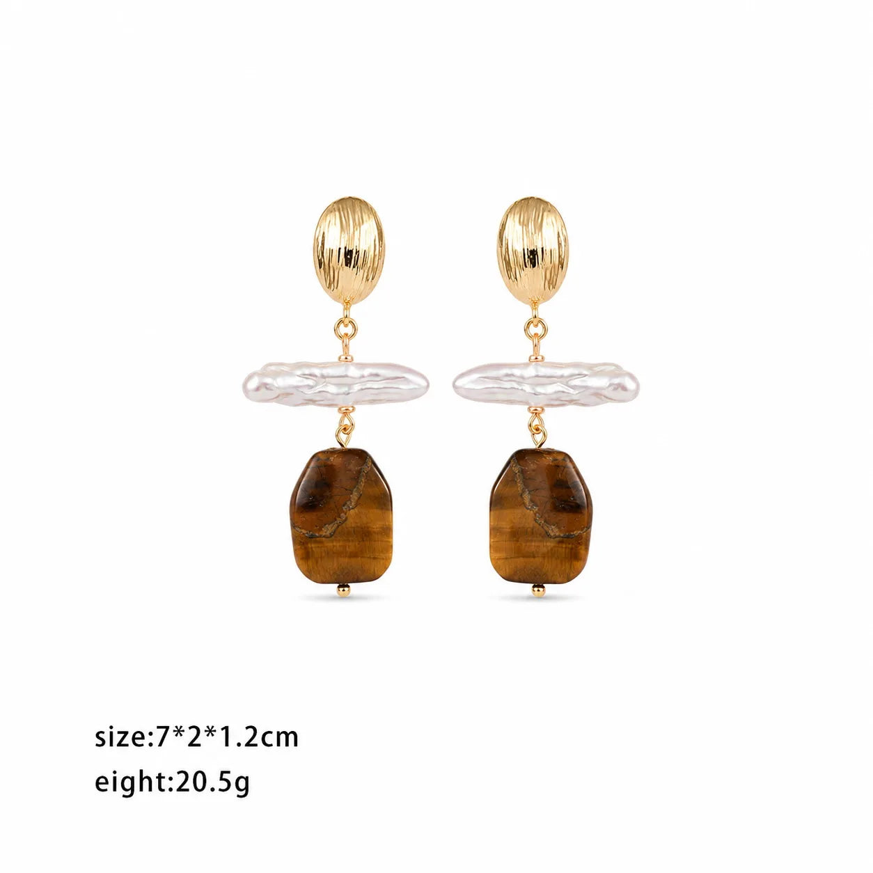Fashion Baroque Pearl Golden Tiger Eye Stone S925 Silver Drop Earrings for Girls Trendy Jewelry for Women Ladies Wholesale
