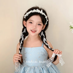 Girly Aesthetic Chic White Elegant Ponytail Holder Headbands Ribbon Tulle Beauty in Stock Hairbands Accessories for Kids Daily
