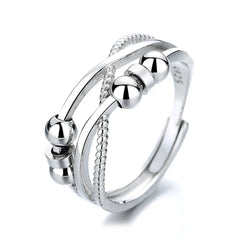 Double-layer Bead Open Rings Women Adjustable Geometric Minimalist Stackable Band Modern Fashion Jewelry Gift Accessories Bulk