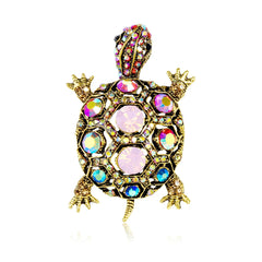 Fashion Tortoise Glitter Sparkle Trendy Brooches for Girls Sweet Glamorous Charms Pins Jewelry for Women Ladies Accessories