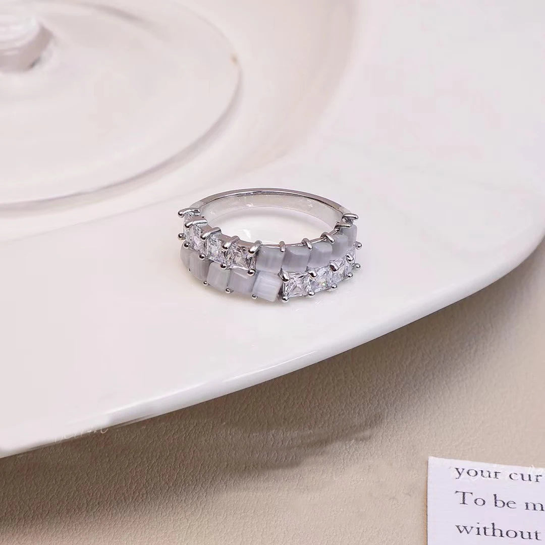 Sweet Heart Shape Glitter Rhinestone Rings for Girls Elegant Simple Minimalistic Jewelry for Women Ladies Accessories Chic