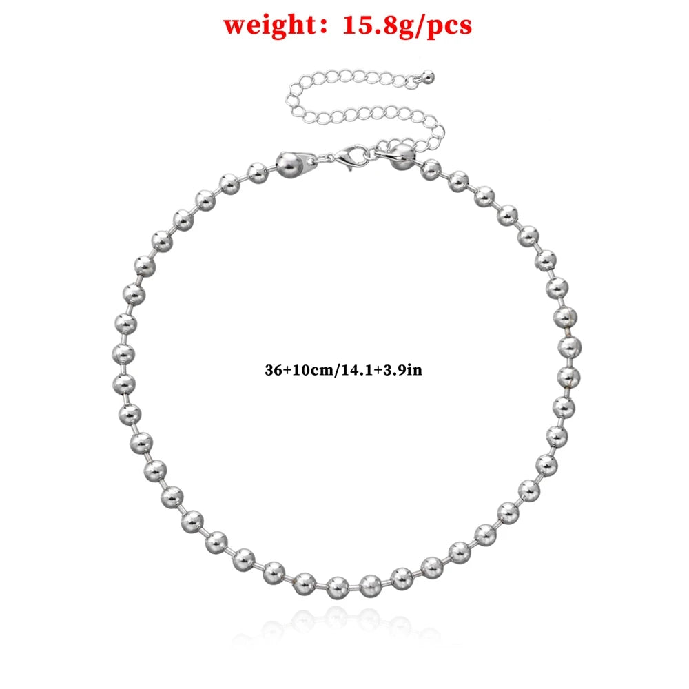 Fashion Simple Beads Minimalistic Trendy Necklaces for Girls Stylish Elegant Jewelry for Women Ladies Accessories Wholesale
