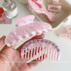 Hot Sale Pink Kawaii Aesthetic Hair Claws Comb Set Cute Acetate Stock Hair Clips for Women and Kids for Daily Use