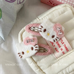 Fashionable Kitty Cat Hair Clips for Girls and Women Sweet and Stylish Fabric Snap Hair Accessories Trendy and Lustrous