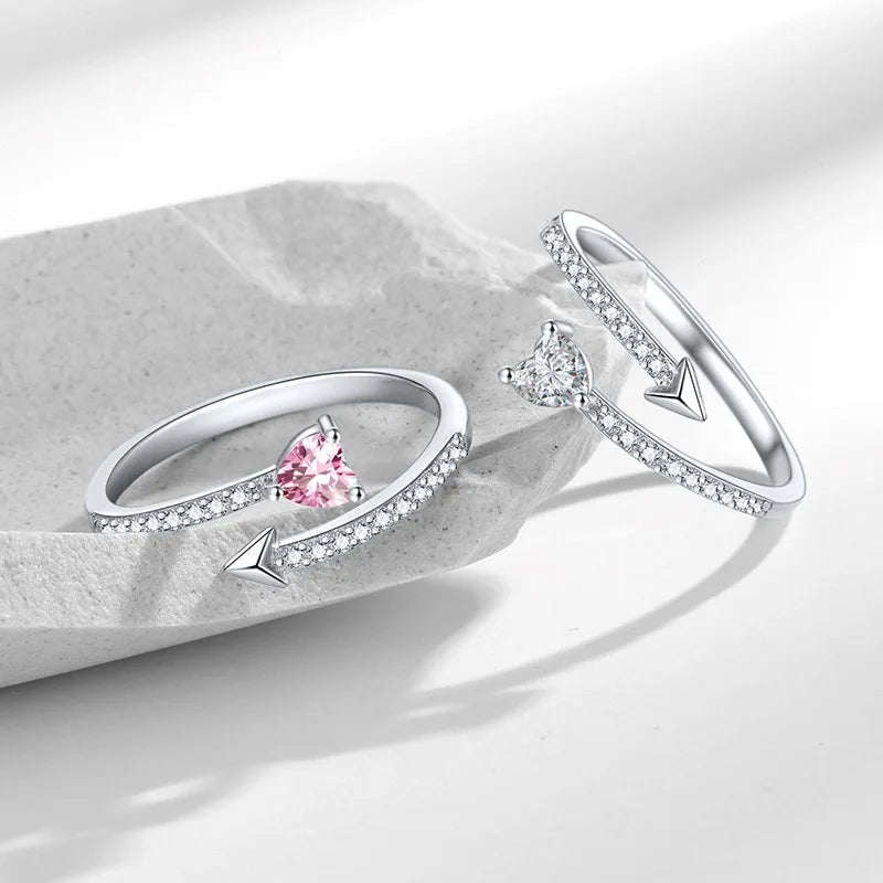 Korean Simple Heart-shaped Rings Women's Fashion Zircon Love Couple Ring InstaStyle Light Luxury Jewelry Accessories Wholesale