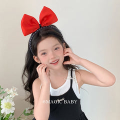 Fashion Trendy Dot Bowknot Solid Color Head Band for Baby Girls Large Exaggerated Cute Hair Band Hair Accessories in Stock