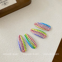 Cute Sweet Kawaii 5cm Hair Clips Baby Girls Simple Plaid Dot Fashion Minimalistic Snap Clips Kids Children Party Hair