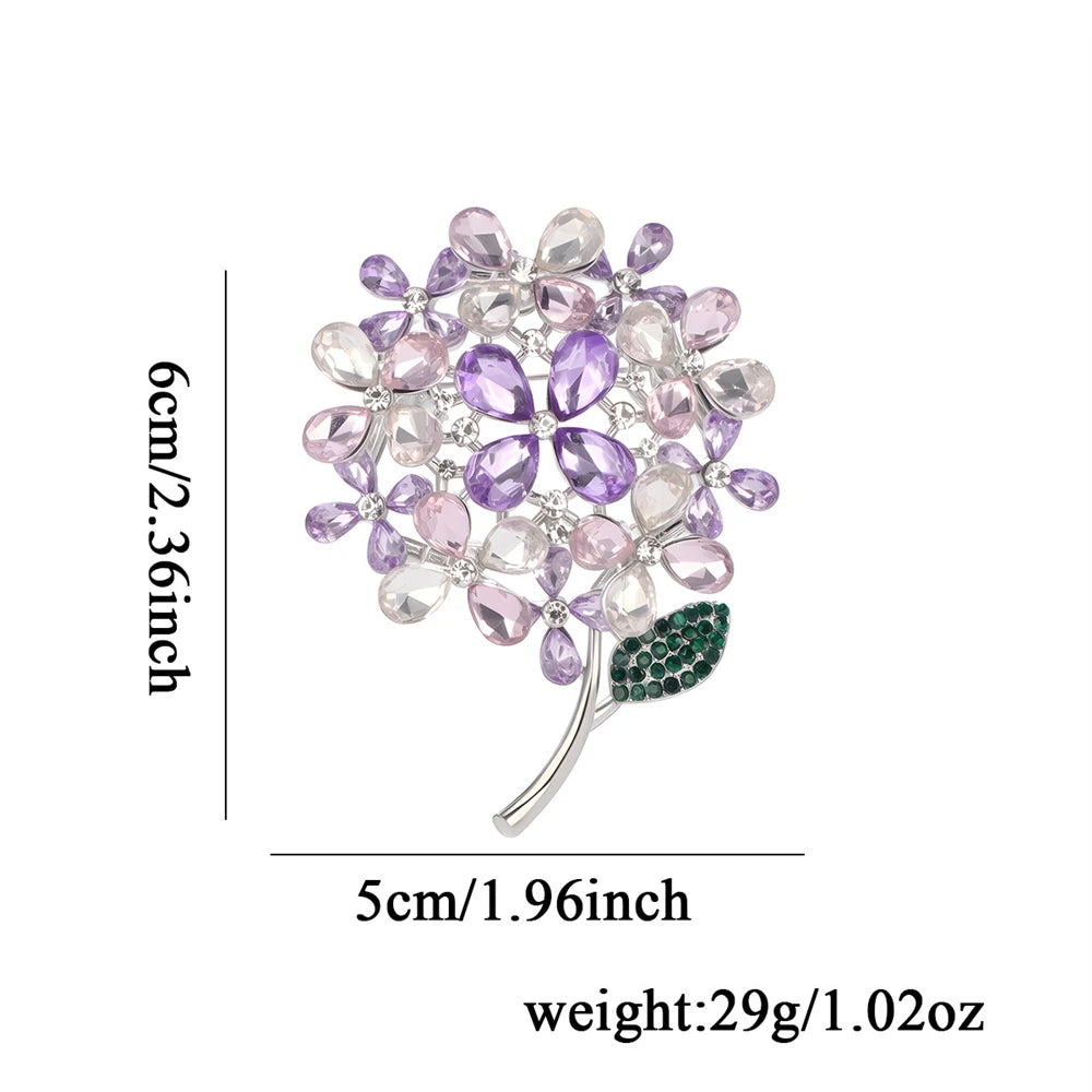 Fashion Glitter Sparking Rhinestone Brooches for Girls Sweet Flowers Floral Pins Jewelry for Women Ladies Accessories Wholesale