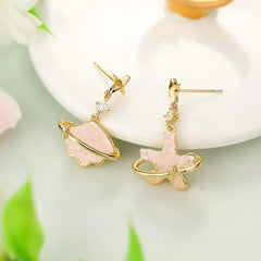 Female Flower Bow Imitation Pearl Decorative Drop Earring Fashion Elegant Beauty Bulk Order Jewelry Accessories for Women Daily