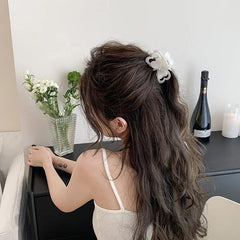 Wholesale 13cm Medium Hair Claw Clips Bowknot Rhinestone White Orange Trendy Elegant Hairpins Accessories for Women Hot Sale