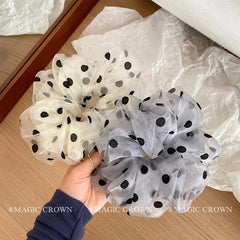 Hot Sale Women French Vintage Dots Chic Hair Ties Graceful Handmade Large in Stock Scrunchies for Ladies Office Use Accessories