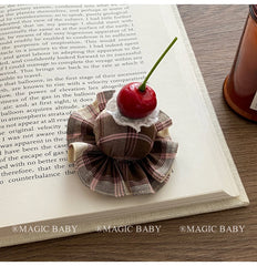 Cute Sweet Birthday Cake Inspired Fabric Hair Clips for Baby Girls Plaid Alligators Kids Hair Accessories Stock