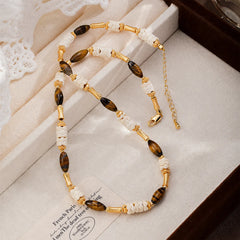 Fashion Tiger Eye Stone Resin Copper 18K Gold Plated Jewelry Sets for Girls Necklaces Bracelets for Women Ladies Wholesale