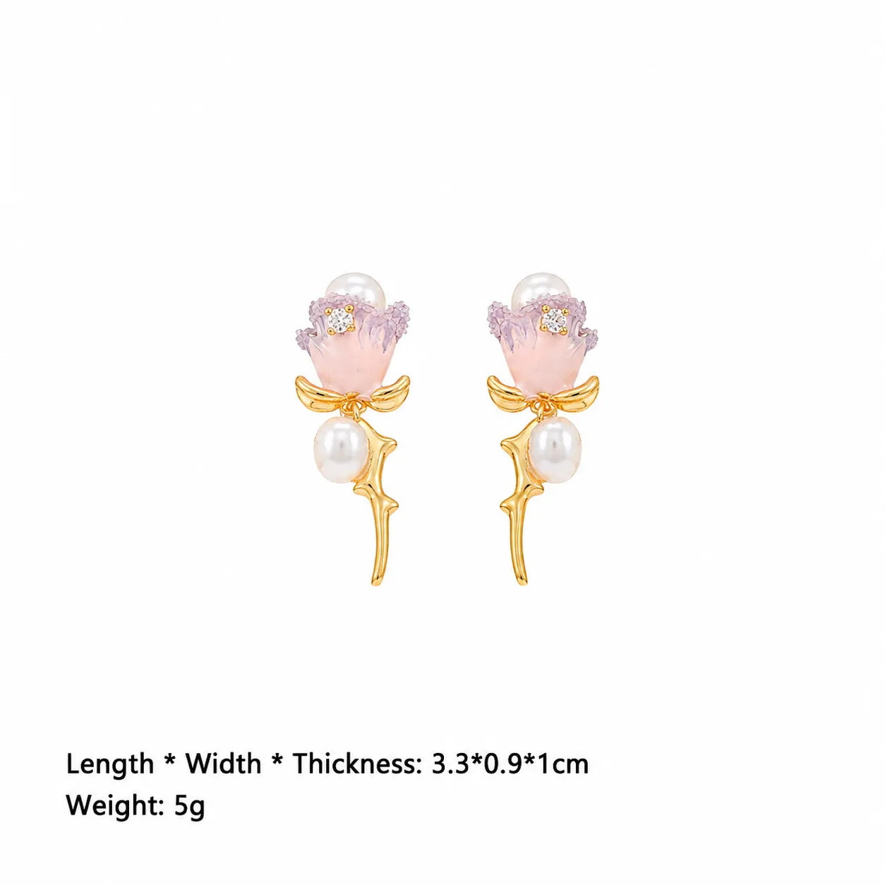 Female Charms Rose Flower Blue Pink Freshwater Pearl S925 Silver 18k Gold-plated Earring Low MOQ in Stock Jewelry for Women