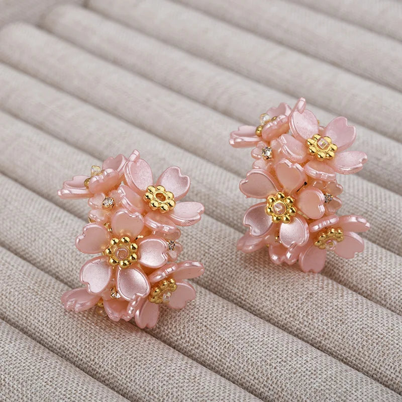 Super Fairy Flower Stud Earrings Girl's High-end Sweet Elegant Ethereal Earring for Female Party Korean-style Jewelry Wholesale