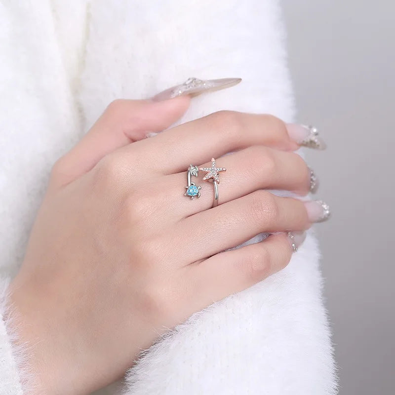 Best Seller Turtle Star Rotating Rings Fashionable Cute Stress-relieving Anxiety-alleviating Rings Women Accessories Wholesale