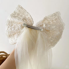 Solid Color Exaggerated Bowknot Tulle Hair Clips for Baby Girls Elegant Sweet Alligators for Kids Child Hair Accessories