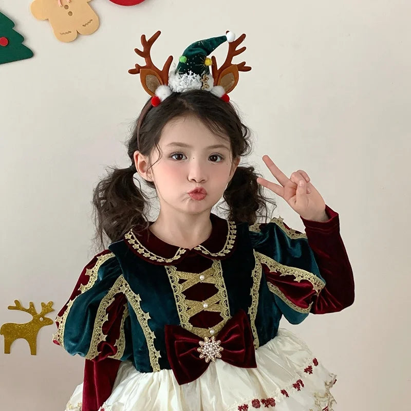 2025 Christmas Classic Deer Santa Claws Hair Band for Baby Girls Cute Sweet Head Band for Kids Children Hair Accessories Chic