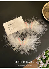 Luxurious Baby Girls Hair Clips Sweet Bowknot Feather Style Cute Princess Alligators Alloy Fabric Hair Accessories for Party