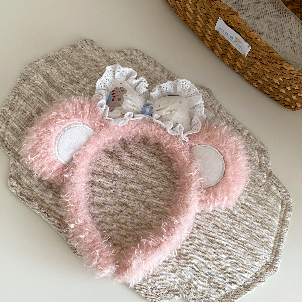 Cute Sweet Fashion Bear Ear Bowknot Fluffy Hair Band for Baby Girls Kawaii Animals Head Band for Kids Children Hair Accessories