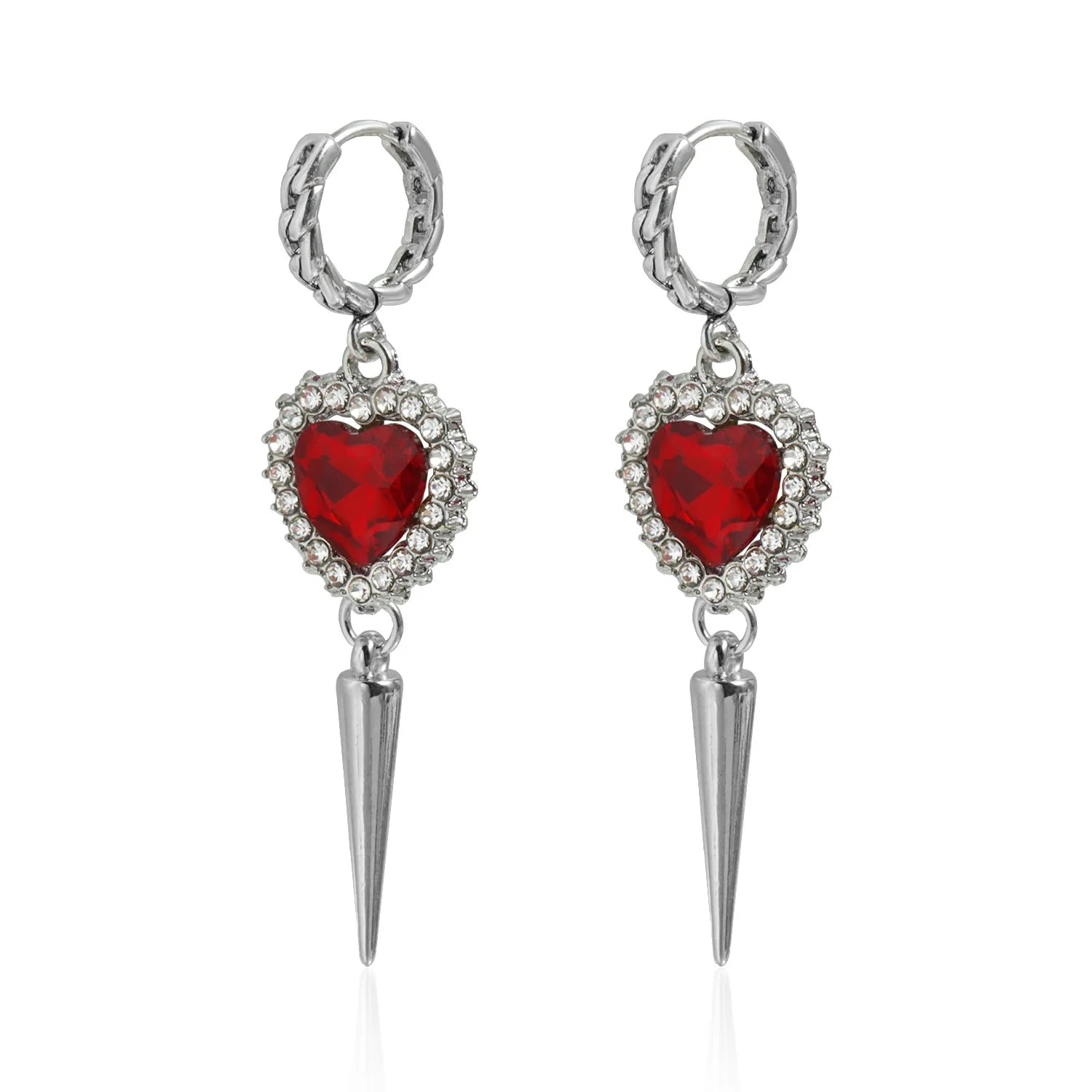 Fashion Glitter Rhinestone Heart Shaped Necklaces for Girls Trendy Earrings Jewelry Sets Suits for Women Ladies Accessories