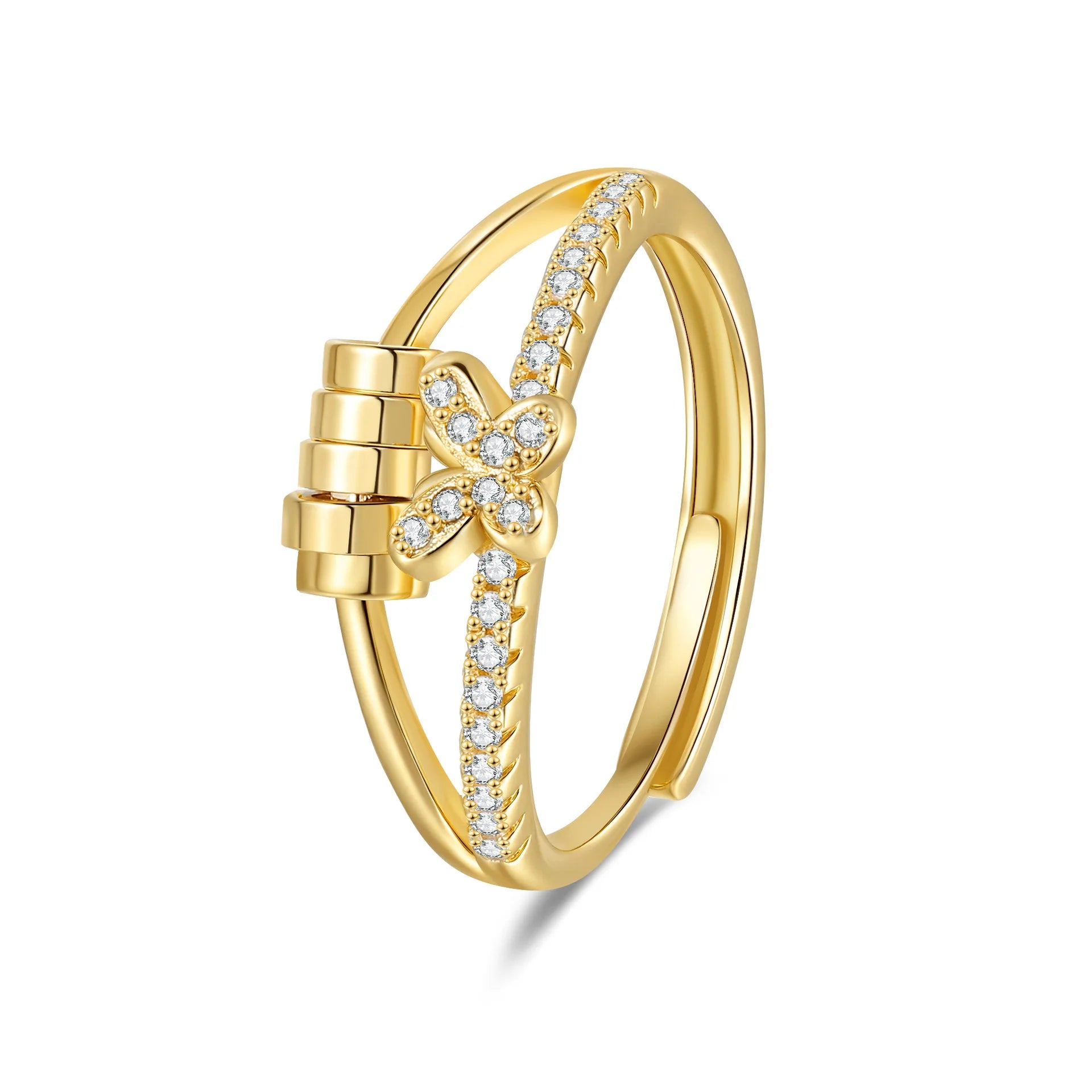 Magic Crown Rotating Bead Rings Stress Relief and Anxiety Fashion Trendy Heart Open Setting Rings Unisex Accessories Wholesale