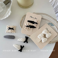 Bowknot Dot Plaid Cute Sweet Hair Clips for Baby Girls Elegant Graceful Kwaii Snap Clips for Kids Hair Accessories Children