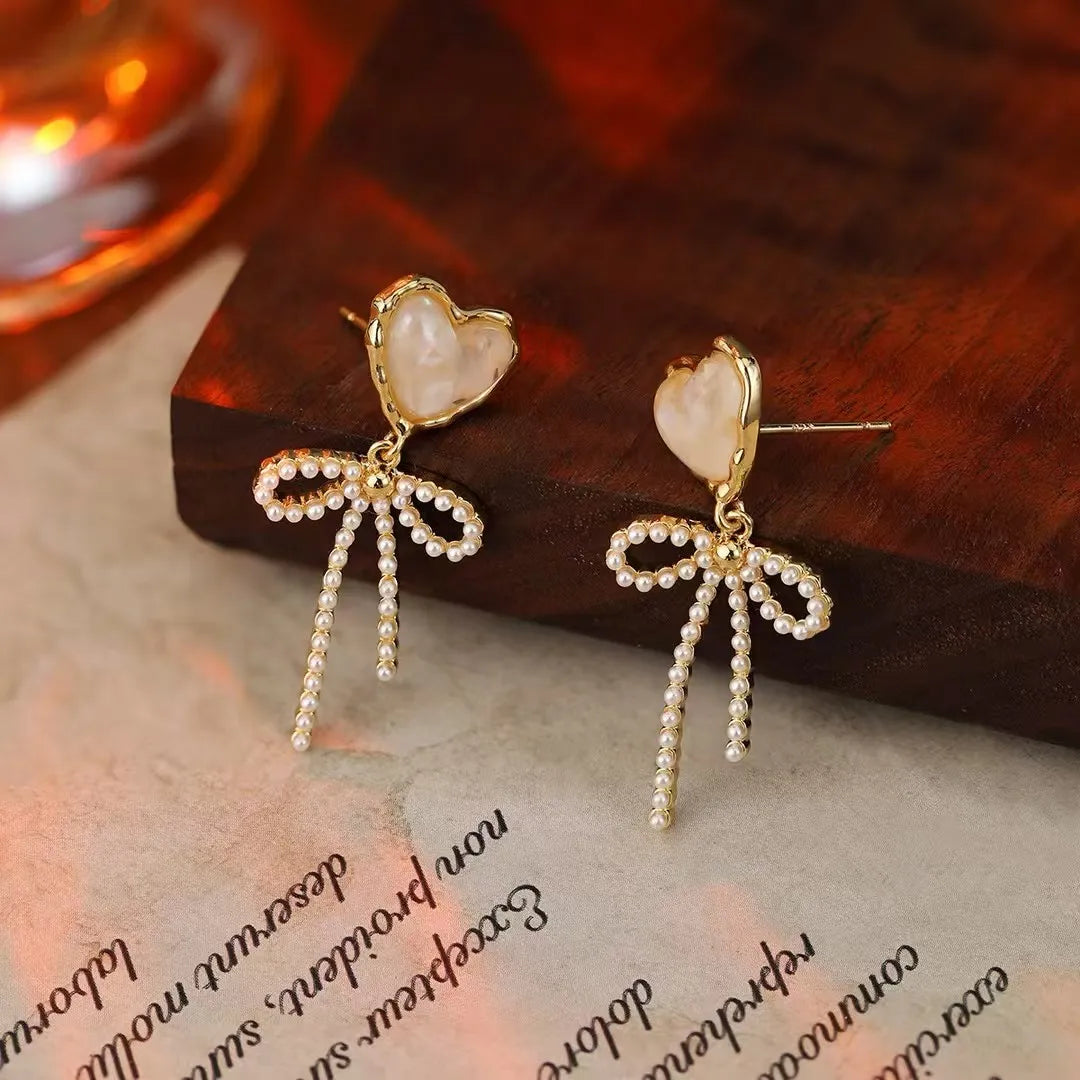 Female Flower Heart Butterfly Slim Small Dangle Earring Fashion Elegant Sweet Wholesale Bulk Order Jewelry Accessories for Daily