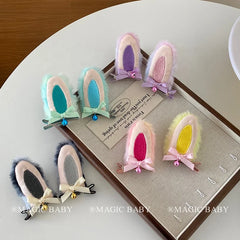 Cute Sweet Rabbit Ear Hair Clips for Baby Girls Colorful Kawaii Fashion Trendy Alligators for Women Ladies Hair Accessories